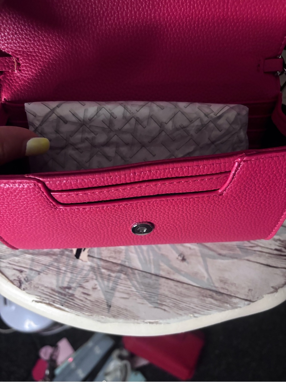 Tahari Wristlet Clutch with Silver Chain - Picture 7 of 8